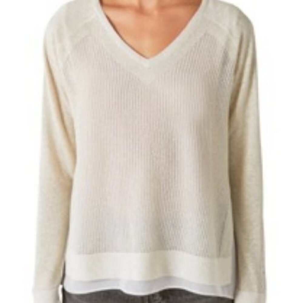 Lucky Brand Metallic Mixed Media Linen Blend Sweater Size S/P